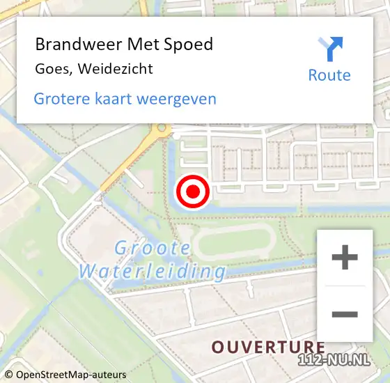 Locatie op kaart van de 112 melding: Brandweer Met Spoed Naar Goes, Weidezicht op 11 december 2021 09:55