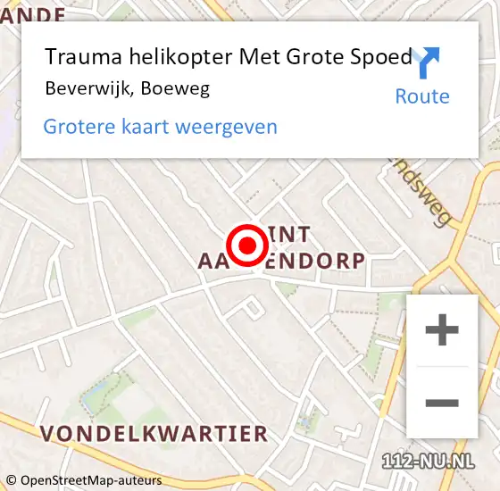 Locatie op kaart van de 112 melding: Trauma helikopter Met Grote Spoed Naar Beverwijk, Boeweg op 11 december 2021 10:05