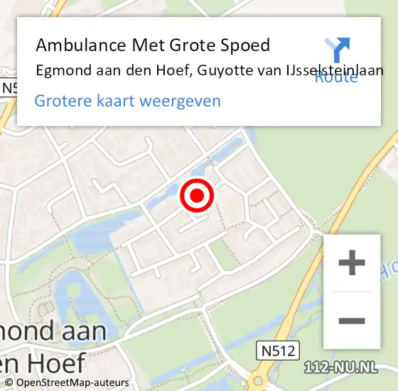 Locatie op kaart van de 112 melding: Ambulance Met Grote Spoed Naar Egmond aan den Hoef, Guyotte van IJsselsteinlaan op 11 december 2021 10:13