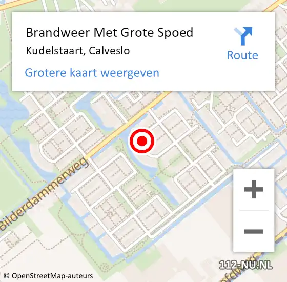 Locatie op kaart van de 112 melding: Brandweer Met Grote Spoed Naar Kudelstaart, Calveslo op 11 december 2021 10:22