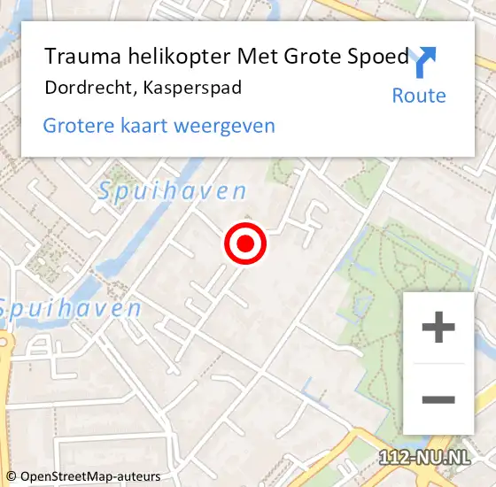 Locatie op kaart van de 112 melding: Trauma helikopter Met Grote Spoed Naar Dordrecht, Kasperspad op 11 december 2021 10:25