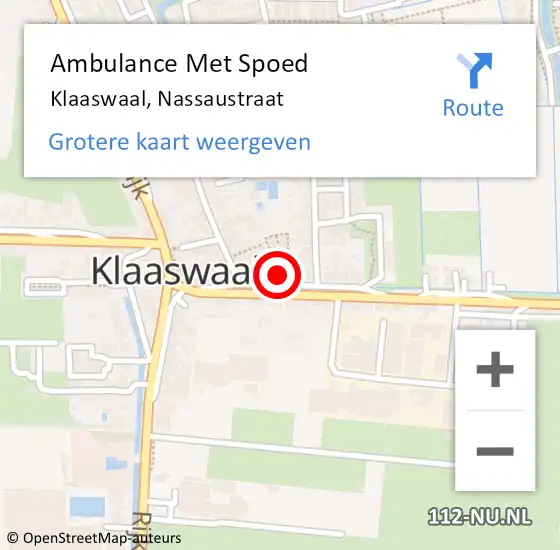 Locatie op kaart van de 112 melding: Ambulance Met Spoed Naar Klaaswaal, Nassaustraat op 11 december 2021 10:39