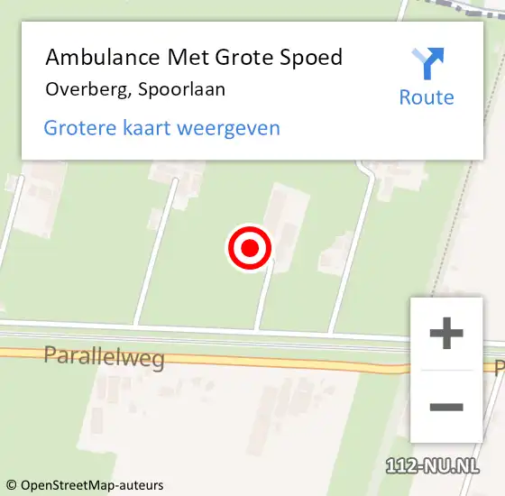 Locatie op kaart van de 112 melding: Ambulance Met Grote Spoed Naar Overberg, Spoorlaan op 11 december 2021 10:53