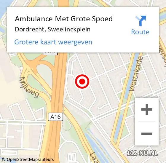 Locatie op kaart van de 112 melding: Ambulance Met Grote Spoed Naar Dordrecht, Sweelinckplein op 11 december 2021 10:57