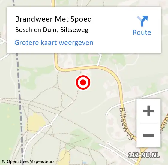 Locatie op kaart van de 112 melding: Brandweer Met Spoed Naar Bosch en Duin, Biltseweg op 11 december 2021 11:06