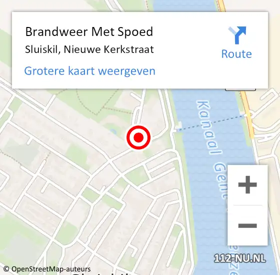Locatie op kaart van de 112 melding: Brandweer Met Spoed Naar Sluiskil, Nieuwe Kerkstraat op 11 december 2021 11:20