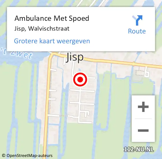 Locatie op kaart van de 112 melding: Ambulance Met Spoed Naar Jisp, Walvischstraat op 11 december 2021 11:31