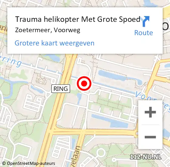 Locatie op kaart van de 112 melding: Trauma helikopter Met Grote Spoed Naar Zoetermeer, Voorweg op 11 december 2021 11:38