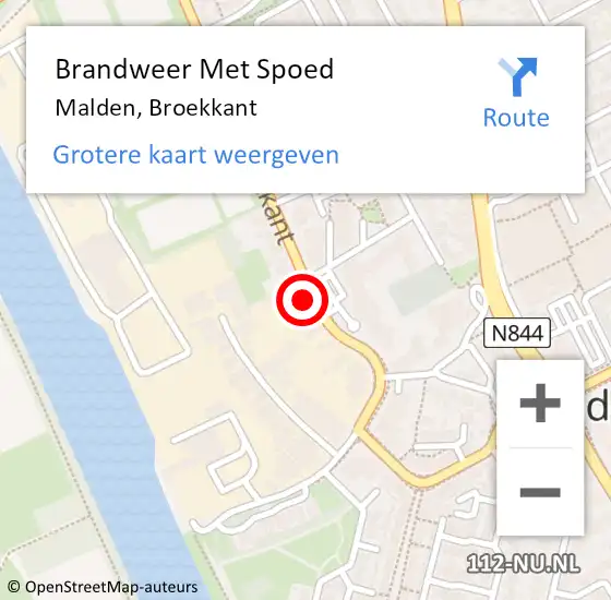 Locatie op kaart van de 112 melding: Brandweer Met Spoed Naar Malden, Broekkant op 11 december 2021 11:39