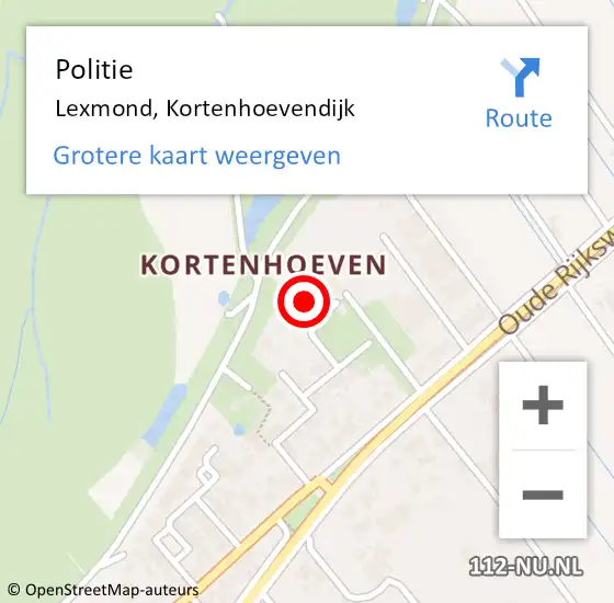 Locatie op kaart van de 112 melding: Politie Lexmond, Kortenhoevendijk op 11 december 2021 11:43