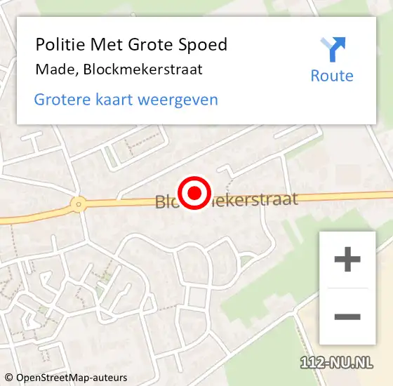 Locatie op kaart van de 112 melding: Politie Met Grote Spoed Naar Made, Blockmekerstraat op 11 december 2021 11:46