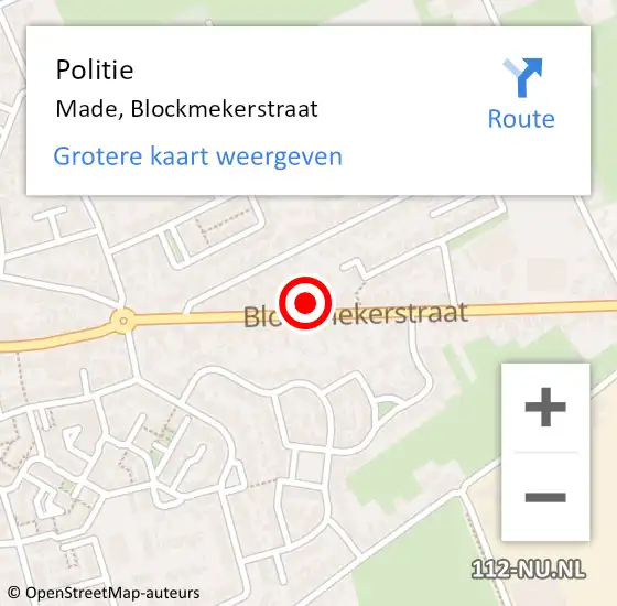 Locatie op kaart van de 112 melding: Politie Made, Blockmekerstraat op 11 december 2021 11:46