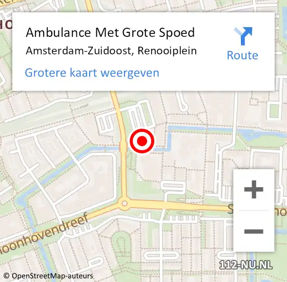 Locatie op kaart van de 112 melding: Ambulance Met Grote Spoed Naar Amsterdam-Zuidoost, Renooiplein op 11 december 2021 11:56