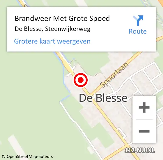 Locatie op kaart van de 112 melding: Brandweer Met Grote Spoed Naar De Blesse, Steenwijkerweg op 11 december 2021 12:01