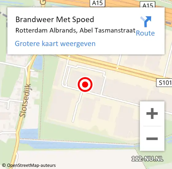 Locatie op kaart van de 112 melding: Brandweer Met Spoed Naar Rotterdam Albrands, Abel Tasmanstraat op 11 december 2021 12:05