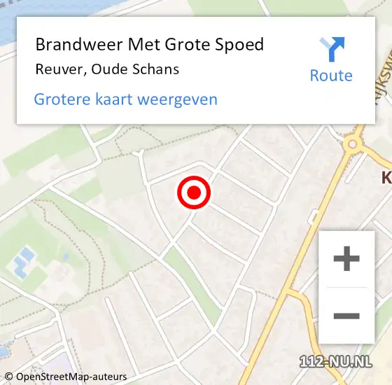 Locatie op kaart van de 112 melding: Brandweer Met Grote Spoed Naar Reuver, Oude Schans op 11 december 2021 12:09