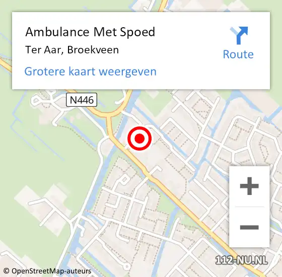 Locatie op kaart van de 112 melding: Ambulance Met Spoed Naar Ter Aar, Broekveen op 1 juli 2014 23:48