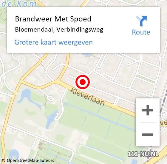 Locatie op kaart van de 112 melding: Brandweer Met Spoed Naar Bloemendaal, Verbindingsweg op 11 december 2021 12:23