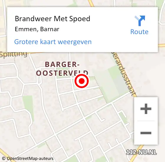 Locatie op kaart van de 112 melding: Brandweer Met Spoed Naar Emmen, Barnar op 11 december 2021 12:42