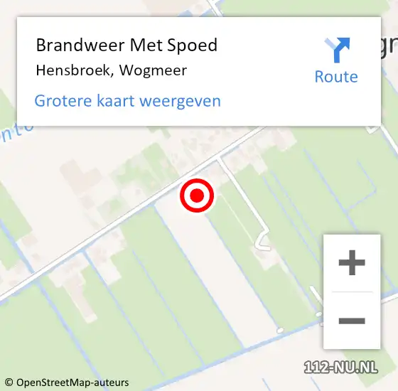 Locatie op kaart van de 112 melding: Brandweer Met Spoed Naar Hensbroek, Wogmeer op 11 december 2021 13:06