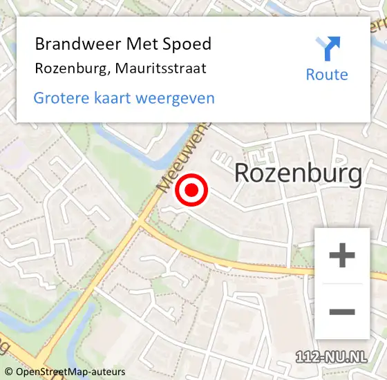 Locatie op kaart van de 112 melding: Brandweer Met Spoed Naar Rozenburg, Mauritsstraat op 11 december 2021 13:12