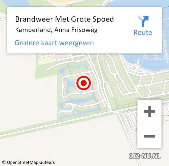 Locatie op kaart van de 112 melding: Brandweer Met Grote Spoed Naar Kamperland, Anna Frisoweg op 11 december 2021 13:38