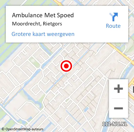 Locatie op kaart van de 112 melding: Ambulance Met Spoed Naar Moordrecht, Rietgors op 11 december 2021 13:40