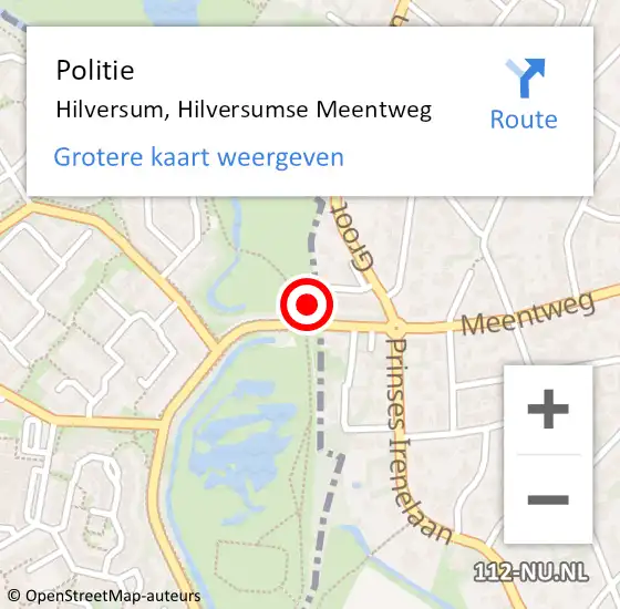 Locatie op kaart van de 112 melding: Politie Hilversum, Hilversumse Meentweg op 11 december 2021 13:47