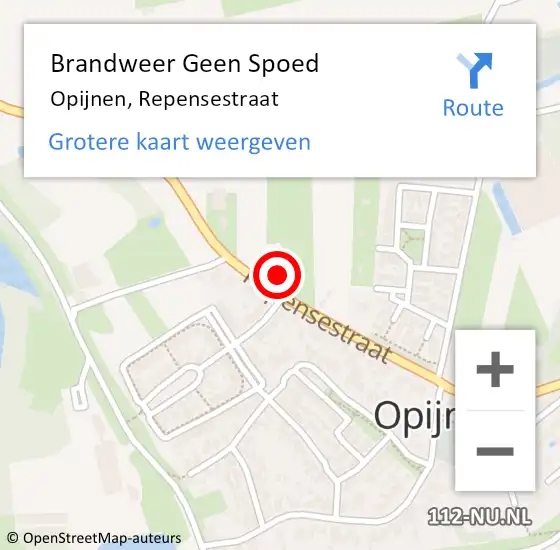 Locatie op kaart van de 112 melding: Brandweer Geen Spoed Naar Opijnen, Repensestraat op 11 december 2021 13:57