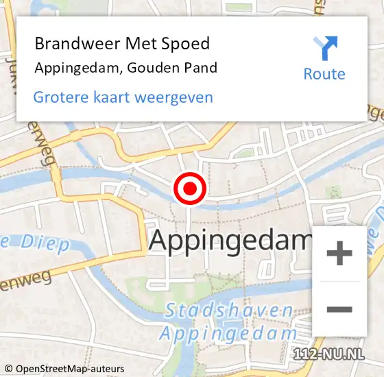 Locatie op kaart van de 112 melding: Brandweer Met Spoed Naar Appingedam, Gouden Pand op 2 juli 2014 00:07