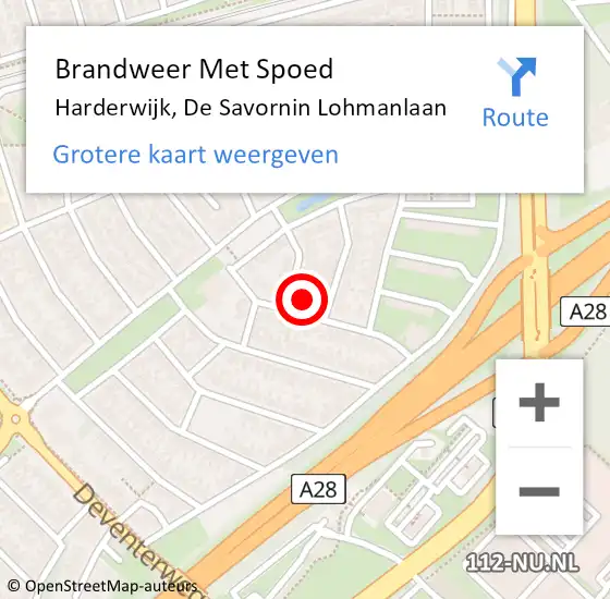 Locatie op kaart van de 112 melding: Brandweer Met Spoed Naar Harderwijk, De Savornin Lohmanlaan op 11 december 2021 14:19