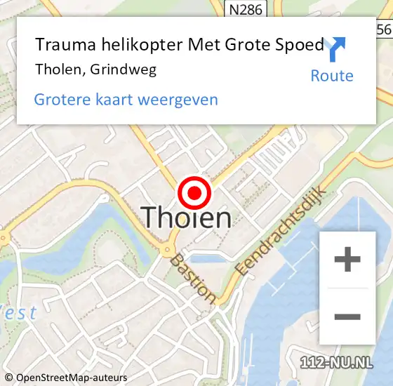 Locatie op kaart van de 112 melding: Trauma helikopter Met Grote Spoed Naar Tholen, Grindweg op 11 december 2021 14:42