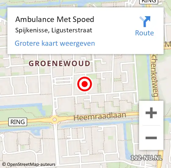 Locatie op kaart van de 112 melding: Ambulance Met Spoed Naar Spijkenisse, Ligusterstraat op 11 december 2021 14:54