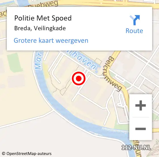 Locatie op kaart van de 112 melding: Politie Met Spoed Naar Breda, Veilingkade op 11 december 2021 14:59