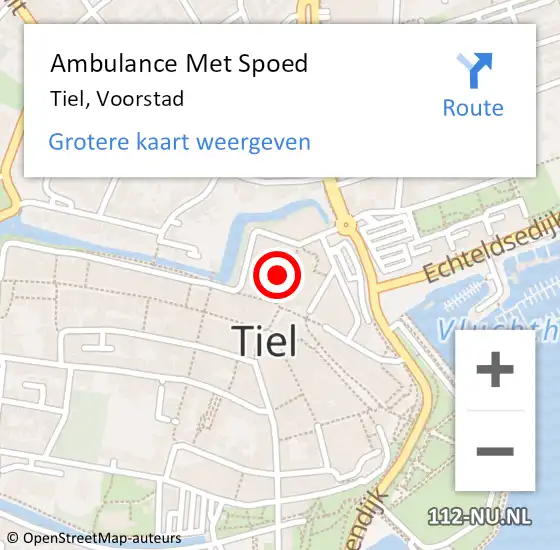 Locatie op kaart van de 112 melding: Ambulance Met Spoed Naar Tiel, Voorstad op 11 december 2021 15:04