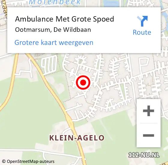 Locatie op kaart van de 112 melding: Ambulance Met Grote Spoed Naar Ootmarsum, De Wildbaan op 11 december 2021 15:14