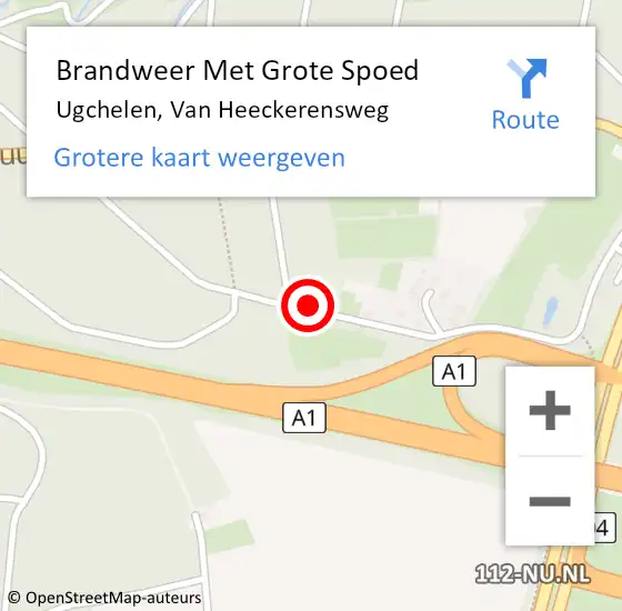 Locatie op kaart van de 112 melding: Brandweer Met Grote Spoed Naar Ugchelen, Van Heeckerensweg op 2 juli 2014 00:27