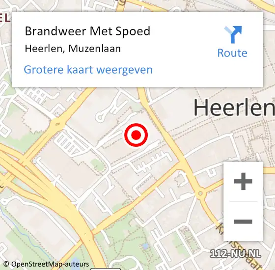 Locatie op kaart van de 112 melding: Brandweer Met Spoed Naar Heerlen, Muzenlaan op 11 december 2021 15:31