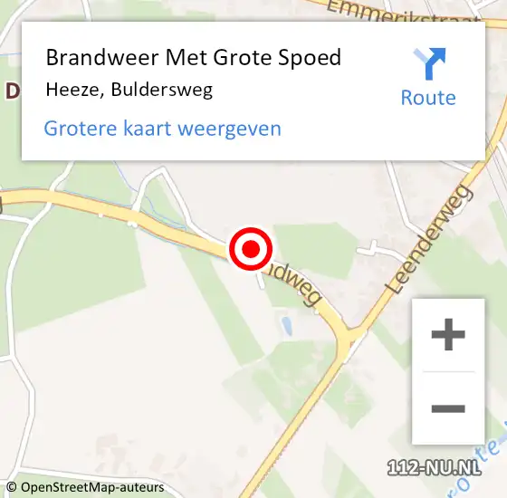 Locatie op kaart van de 112 melding: Brandweer Met Grote Spoed Naar Heeze, Buldersweg op 11 december 2021 15:41