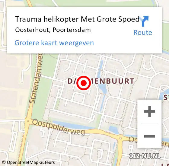 Locatie op kaart van de 112 melding: Trauma helikopter Met Grote Spoed Naar Oosterhout, Poortersdam op 11 december 2021 15:45