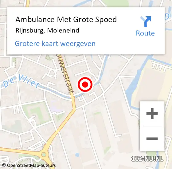 Locatie op kaart van de 112 melding: Ambulance Met Grote Spoed Naar Rijnsburg, Moleneind op 11 december 2021 15:59