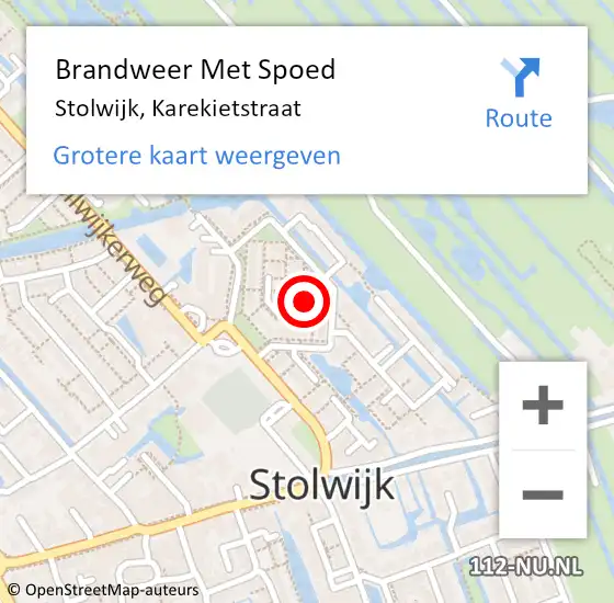 Locatie op kaart van de 112 melding: Brandweer Met Spoed Naar Stolwijk, Karekietstraat op 11 december 2021 16:14