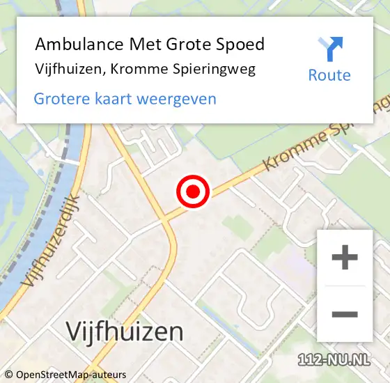 Locatie op kaart van de 112 melding: Ambulance Met Grote Spoed Naar Vijfhuizen, Kromme Spieringweg op 11 december 2021 16:19