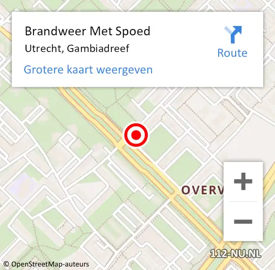 Locatie op kaart van de 112 melding: Brandweer Met Spoed Naar Utrecht, Gambiadreef op 11 december 2021 16:27