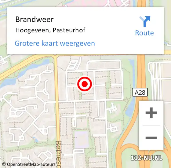 Locatie op kaart van de 112 melding: Brandweer Hoogeveen, Pasteurhof op 11 december 2021 16:32