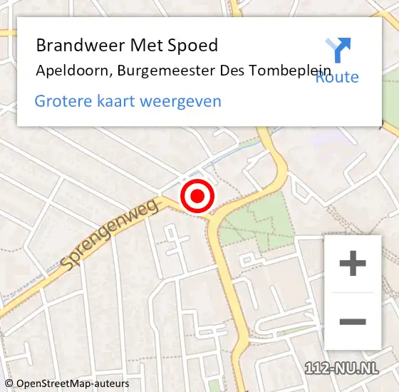 Locatie op kaart van de 112 melding: Brandweer Met Spoed Naar Apeldoorn, Burgemeester Des Tombeplein op 11 december 2021 16:55