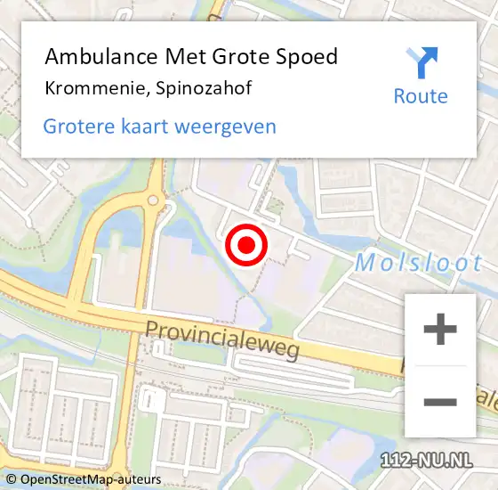 Locatie op kaart van de 112 melding: Ambulance Met Grote Spoed Naar Krommenie, Spinozahof op 11 december 2021 17:01