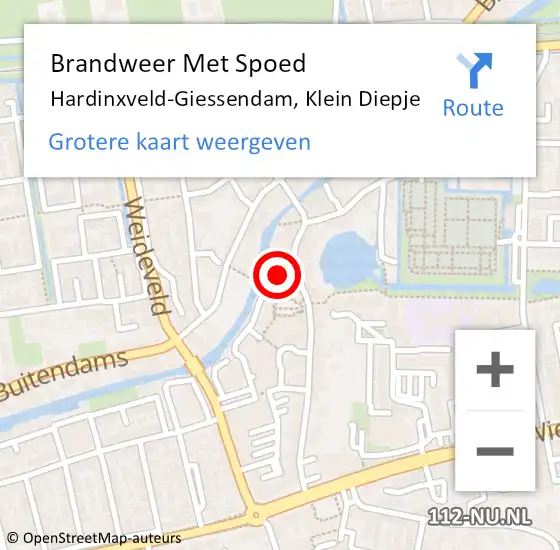 Locatie op kaart van de 112 melding: Brandweer Met Spoed Naar Hardinxveld-Giessendam, Klein Diepje op 11 december 2021 17:06