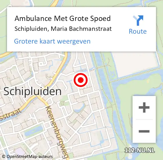 Locatie op kaart van de 112 melding: Ambulance Met Grote Spoed Naar Schipluiden, Maria Bachmanstraat op 11 december 2021 17:08