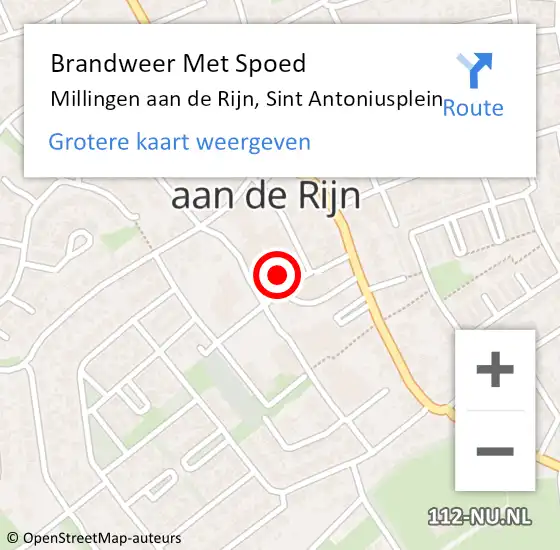 Locatie op kaart van de 112 melding: Brandweer Met Spoed Naar Millingen aan de Rijn, Sint Antoniusplein op 11 december 2021 17:09